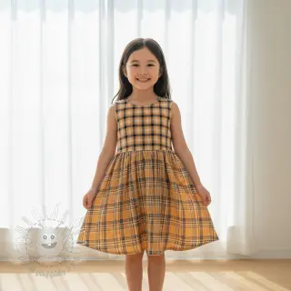 Dvojitá gázovina/mušelín Double sided CHECKS multicolour brown