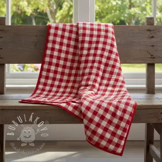 Dvojitá gázovina/mušelín Double sided CHECKS MINI red
