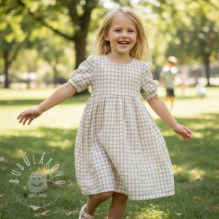 Dvojitá gázovina/mušelín Double sided CHECKS MINI beige