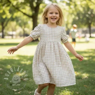 Dvojitá gázovina/mušelín Double sided CHECKS MINI beige