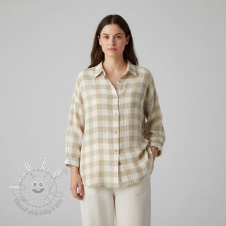 Dvojitá gázovina/mušelín Double sided CHECKS MINI beige