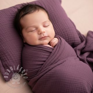 Dvojitá gázovina/mušelín aubergine