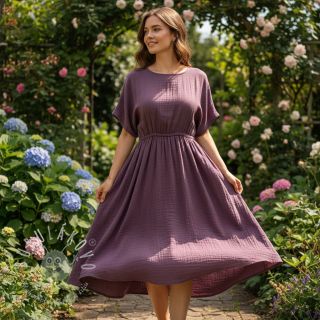 Dvojitá gázovina/mušelín aubergine