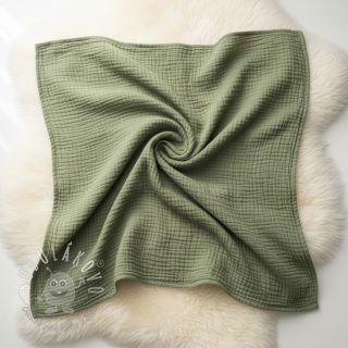 Dvojitá gázovina/mušelín moss green