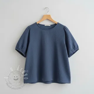 Dvojitá gázovina/mušelín jeans blue ORGANIC