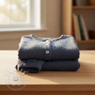 Dvojitá gázovina/mušelín jeans blue ORGANIC