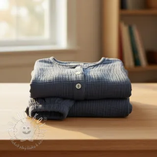 Dvojitá gázovina/mušelín jeans blue ORGANIC