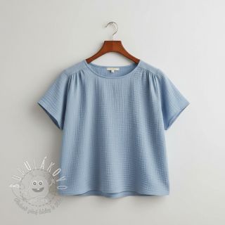 Dvojitá gázovina/mušelín blue ORGANIC