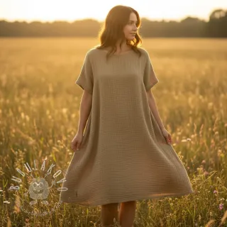 Dvojitá gázovina/mušelín beige ORGANIC