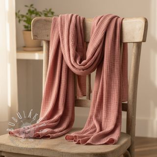 Dvojitá gázovina/mušelín mauve ORGANIC