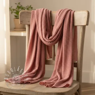 Dvojitá gázovina/mušelín mauve ORGANIC