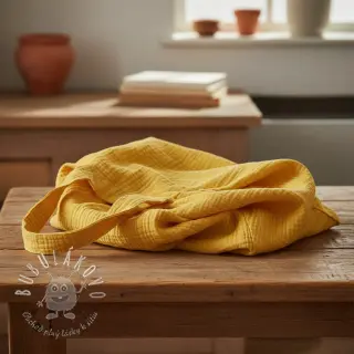 Dvojitá gázovina/mušelín soft yellow ORGANIC