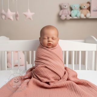 Dvojitá gázovina/mušelín soft rose ORGANIC