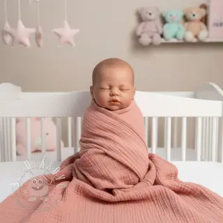 Dvojitá gázovina/mušelín soft rose ORGANIC