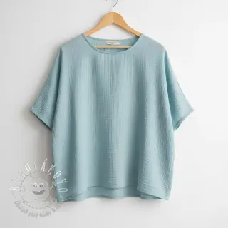 Dvojitá gázovina/mušelín teal ORGANIC