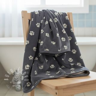 Wellness Fleece Dog paw dark grey