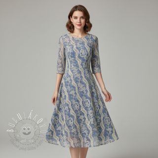 Bavlnená látka JEANS EMBROIDERY Flora design B