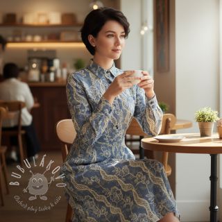 Bavlnená látka JEANS EMBROIDERY Flora design B