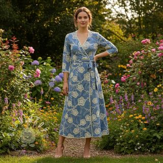 Bavlnená látka JEANS EMBROIDERY Flora design D