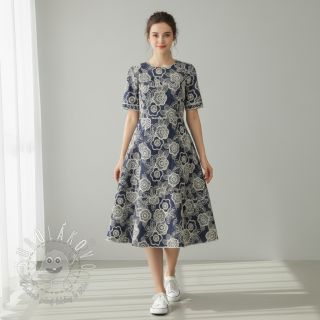 Bavlnená látka JEANS EMBROIDERY Niva design A