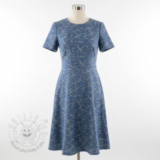 JEANS DENIM JACQUARD Flowers indigo