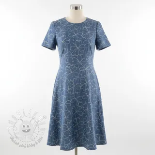 JEANS DENIM JACQUARD Flowers indigo