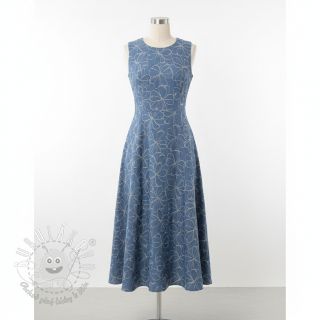 JEANS DENIM JACQUARD Flowers indigo