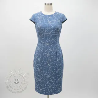 JEANS DENIM JACQUARD Flowers indigo