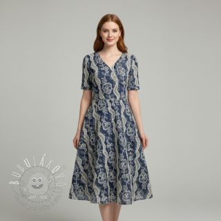 Bavlnená látka JEANS EMBROIDERY Flora design A