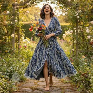 Bavlnená látka JEANS EMBROIDERY Flora design A