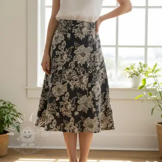 Bavlnená látka JEANS EMBROIDERY Bouquet black