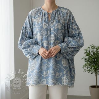 Bavlnená látka JEANS Embroidery Buttercup