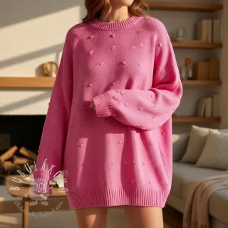 Svetrovina BIG KNIT DOT pink