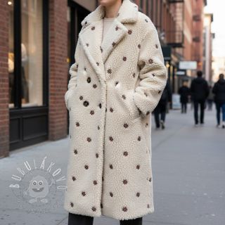 Kabátovina TEDDY EMBROIDERY Mini ecru