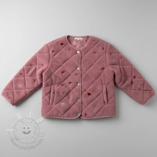 Kabátovina TEDDY EMBROIDERY Little mushrooms old pink