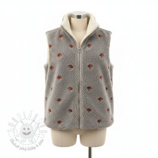 Kabátovina TEDDY EMBROIDERY Little mushrooms pebble