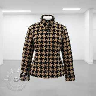 Kabátovina TEDDY JACQUARD PIED DE POULE camel