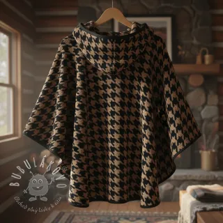 Kabátovina TEDDY JACQUARD PIED DE POULE camel