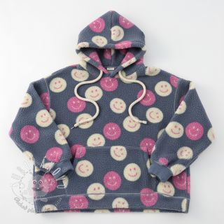 Kabátovina TEDDY JACQUARD Happy faces jeans