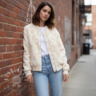 Kabátovina TEDDY Hearts off white