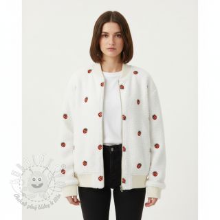 Kabátovina TEDDY EMBROIDERY Strawberries off white