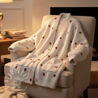 Kabátovina TEDDY EMBROIDERY Strawberries off white