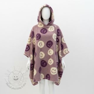 Kabátovina TEDDY JACQUARD Happy faces mauve