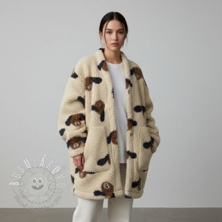 Kabátovina TEDDY JACQUARD Dogs brown