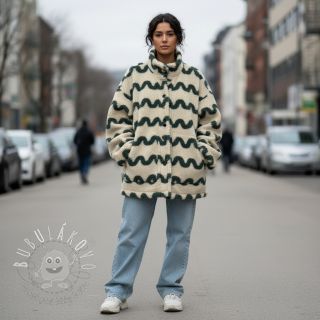 Kabátovina TEDDY JACQUARD Waves army green