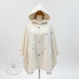 Kabátovina TEDDY EMBROIDERY Hearts ecru