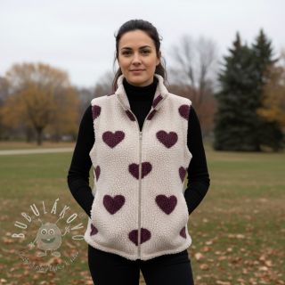 Kabátovina TEDDY JACQUARD Hearts rouge