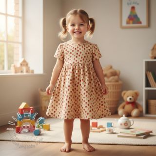 Menčester STRETCH Little strawberries sand