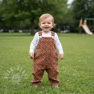 Menčester STRETCH Little strawberries taupe