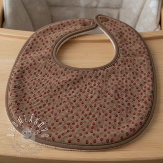 Menčester STRETCH Little strawberries taupe